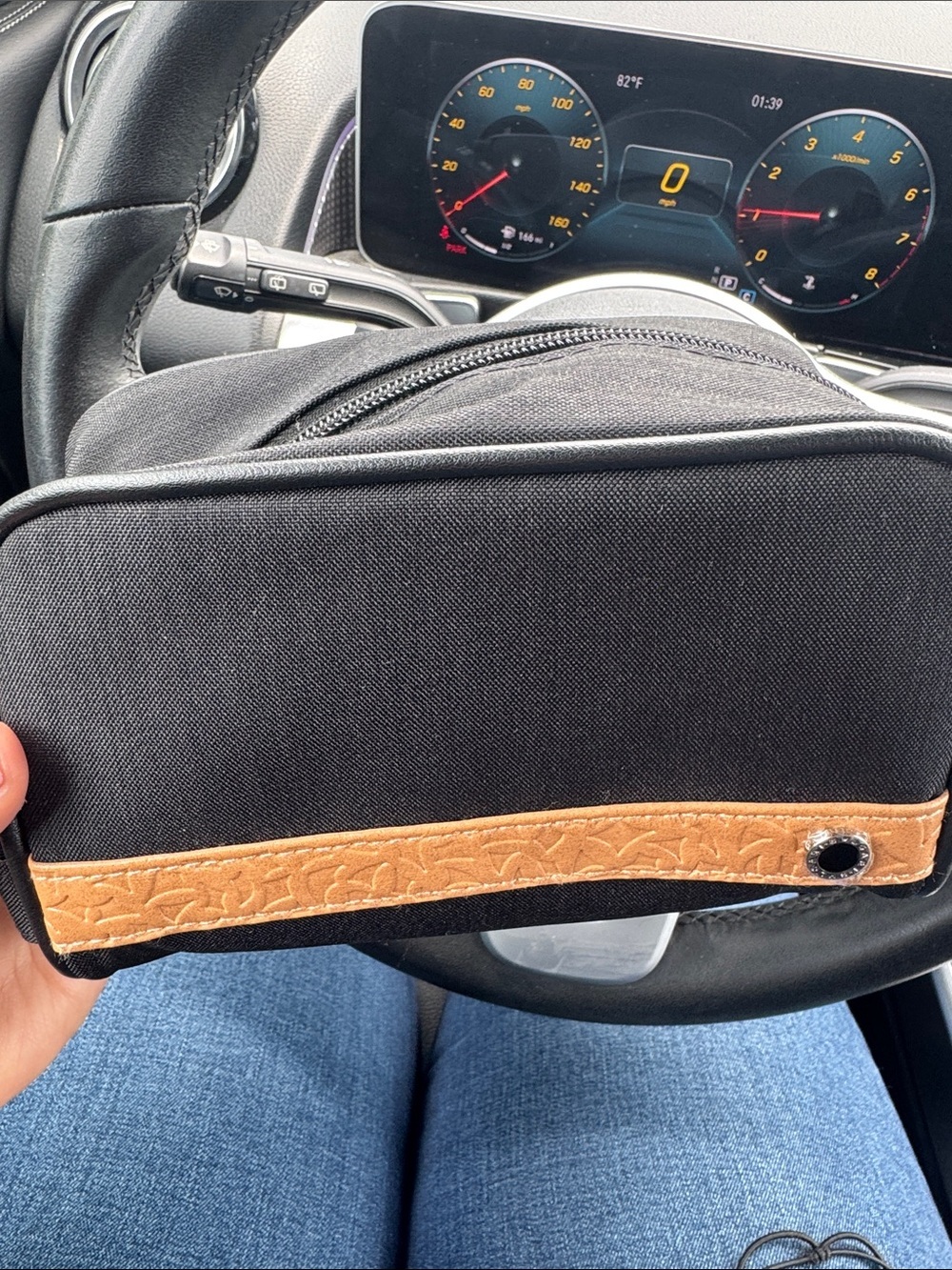 Bulgari perfume pouch- black and Brown Canvas Travel Toiletry Bag